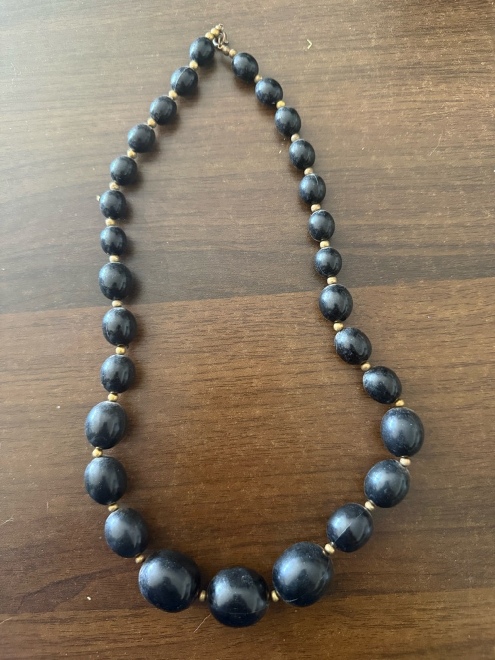 Black Beaded Necklace with Gold Accents - Women's Jewelry